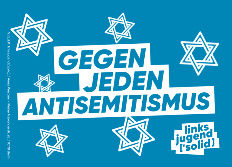 Aufkleber „Gegen Jeden Antisemitismus“ – Linksjugend ['solid]